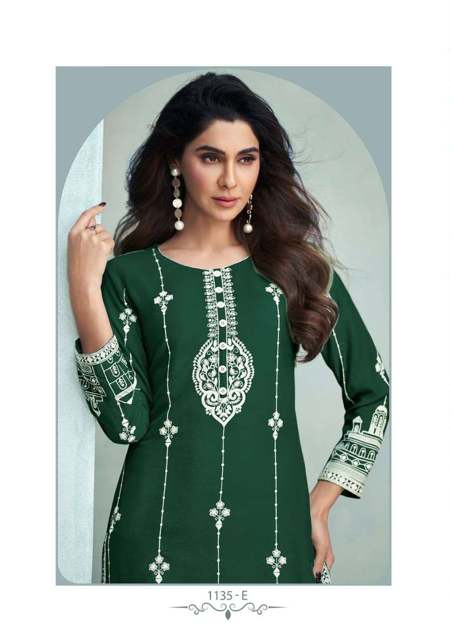 ROOH VOL 6 DARK COLOR PURE REYON VISCOS LAKHNAWI WORK KURTI WITH PANT BY VAMIKA BRAND 1135 E C